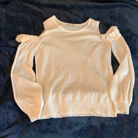 Cato Sweaters - Ruffle Cold Shoulder Sweater